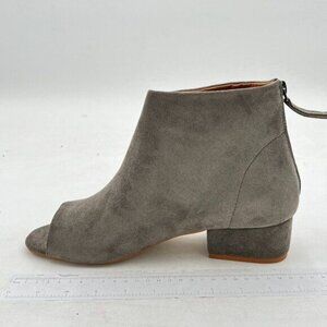 Women Peep Toe Ankle Boots Chunky Block Low Heel Booties Back Zipper Casual